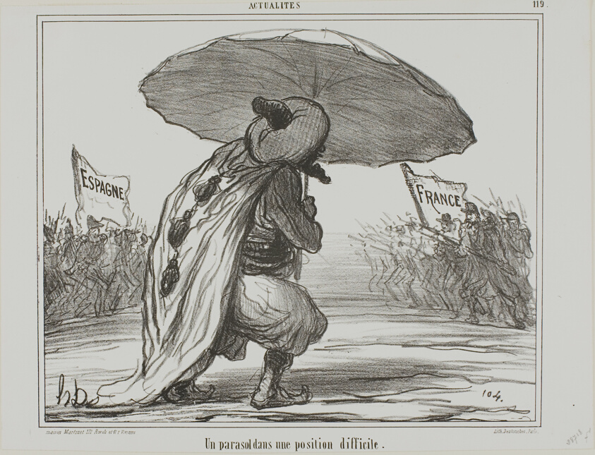 An Umbrella in a Difficult Position, plate 119 from Actualités