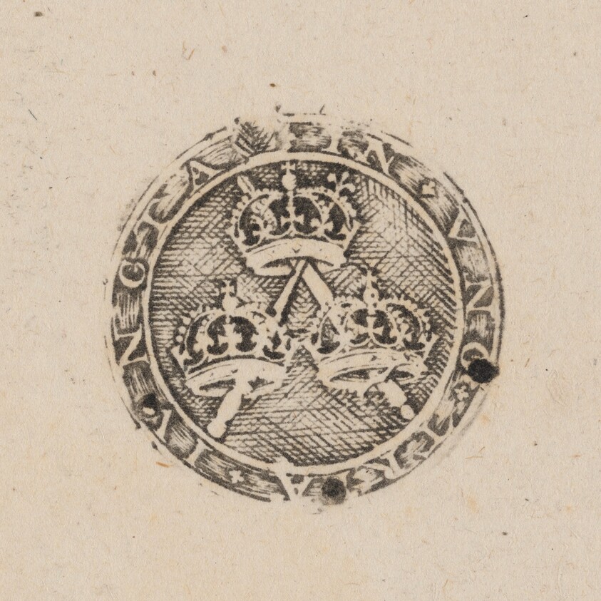 Three Crowns Supported by Two Sceptres [right half]