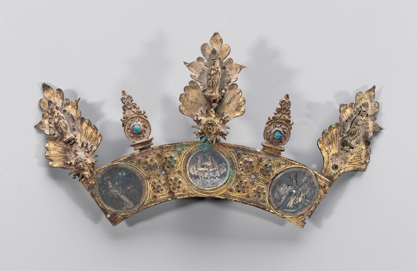 Votive Crown with Angel Gabriel, Madonna and Child with Miracle of the Snow, and Virgin Annunciate