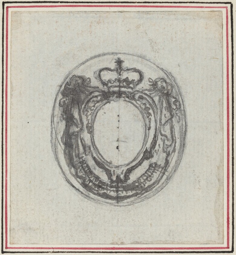 Armorial Cartouche with Crown and Swags