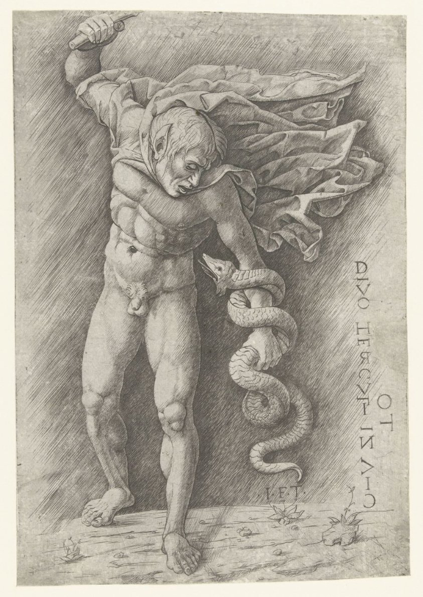Faun Fighting a Snake