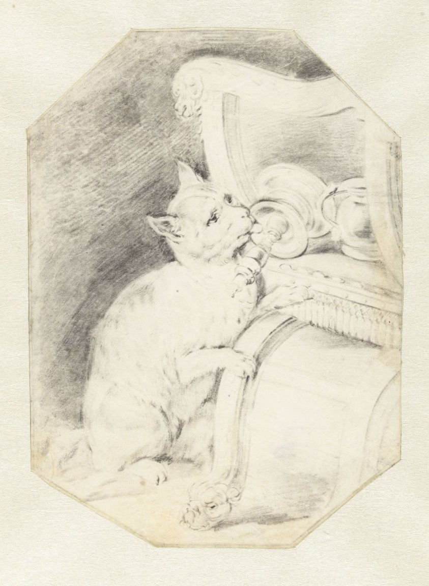 Cat Licking Wax from a Candleholder
