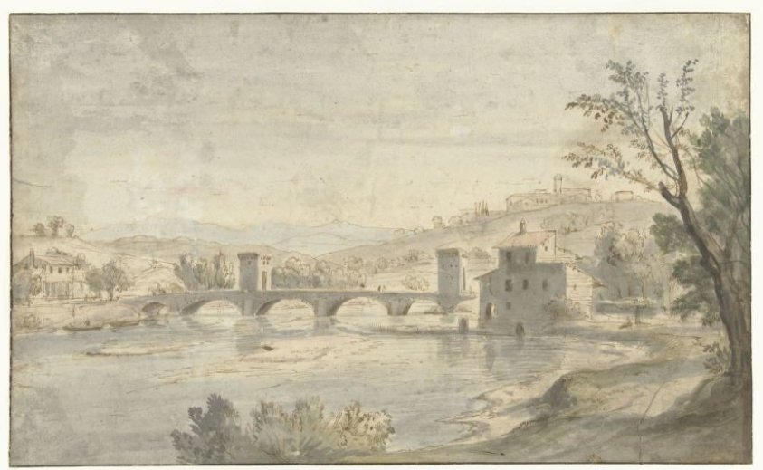 Italianate River Landscape with a Bridge