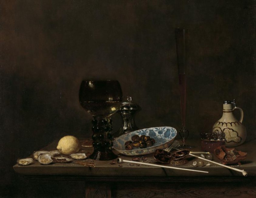 Still Life with Roemer, Salt Cellar, Tobacco, Lemon, and Olives