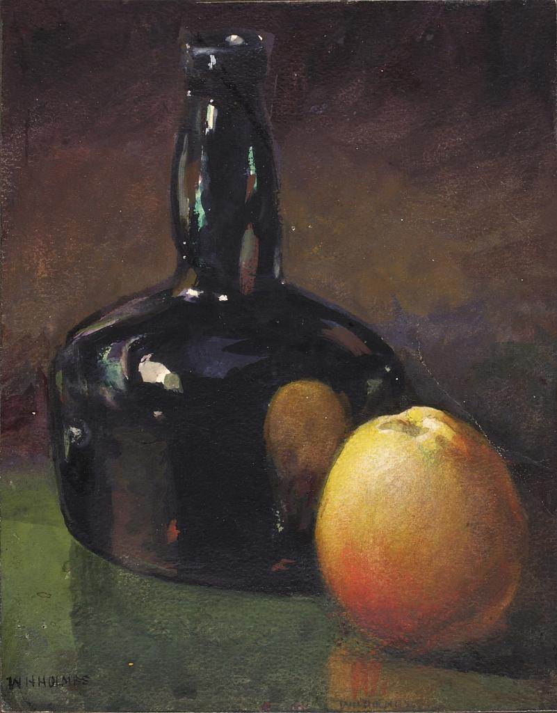 Still Life--Apples and Bottle