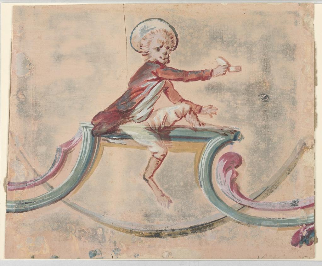 Male Monkey sits on decorative frieze
