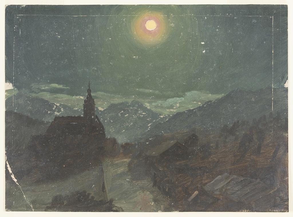 Moonlight over an Alpine Village