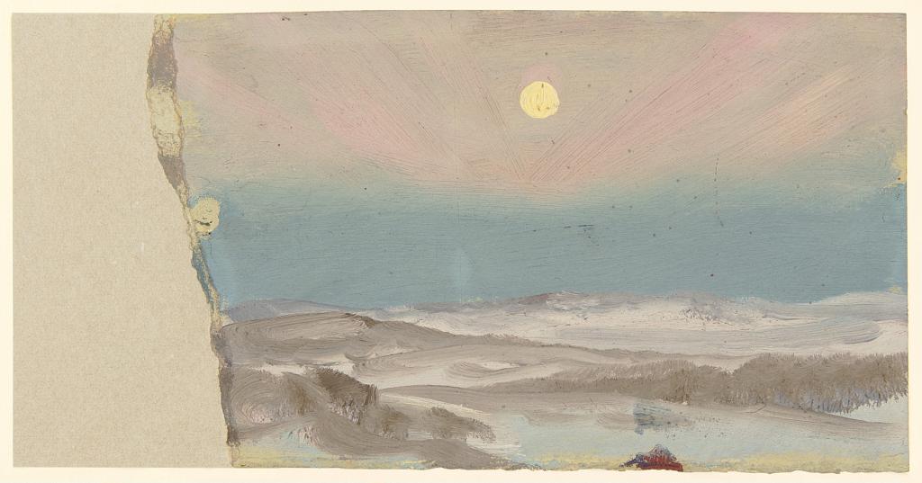 Full Moon over a Winter Landscape at Twilight, Hudson, New York
