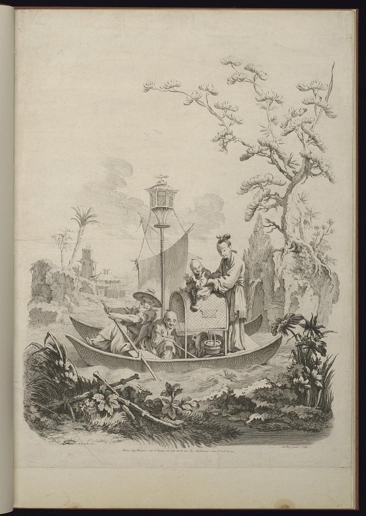 Family in a Boat with Two Hulls