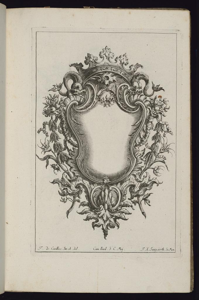 Cartouche with Crown and Dolphins