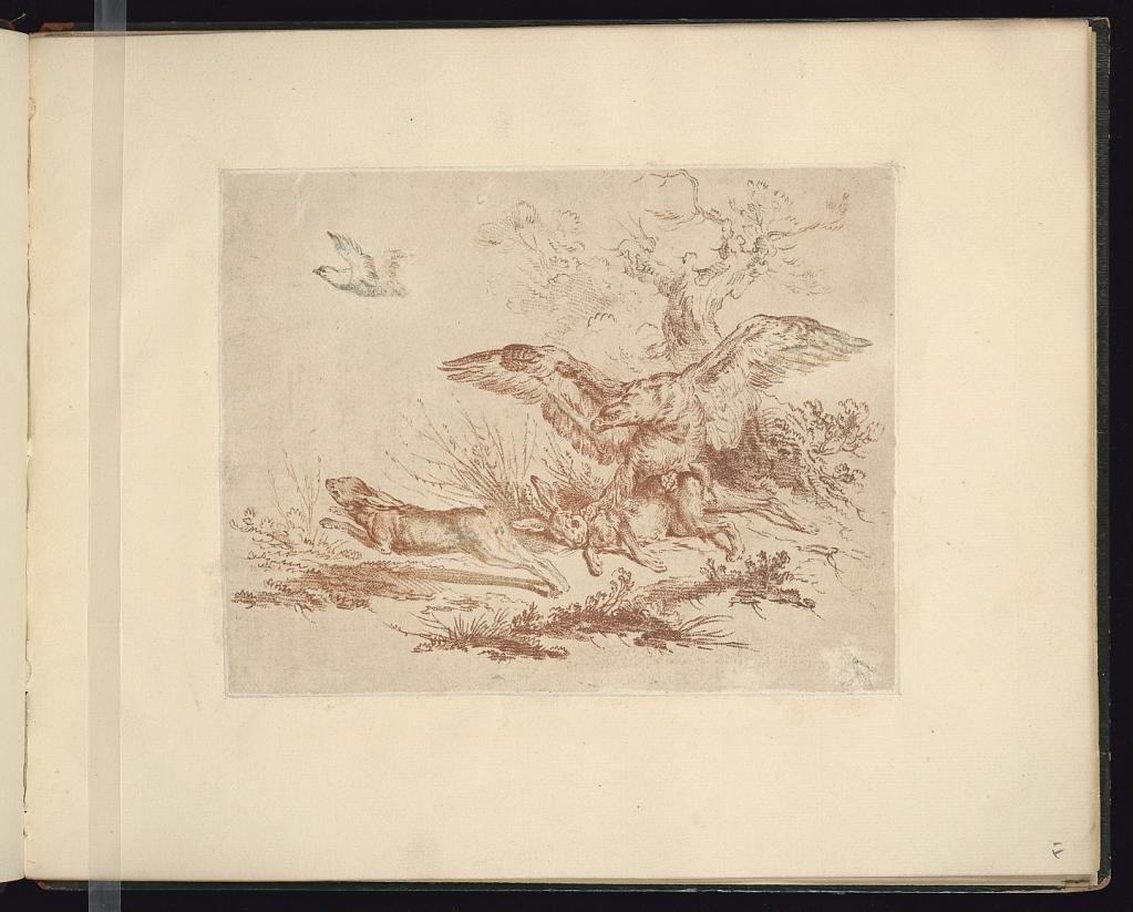 Birds Hunting Hares in a Landscape