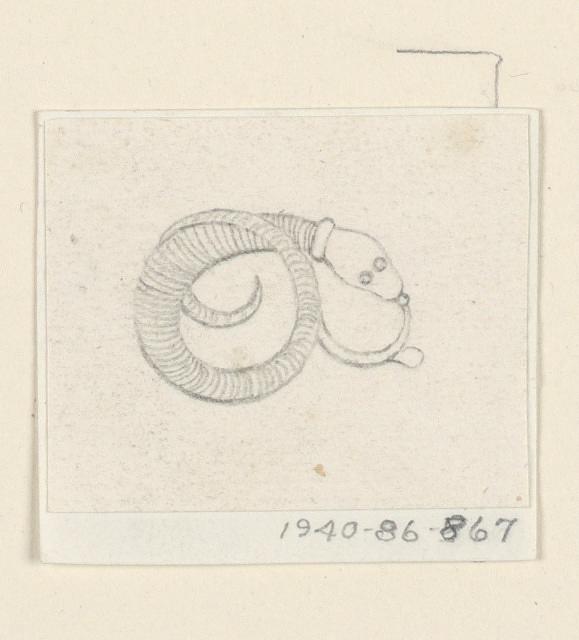 Earring Design, Snake Holding a Pearl
