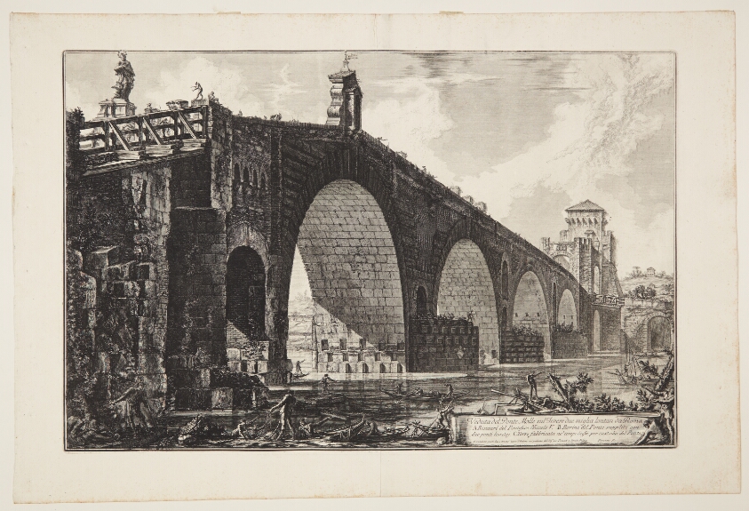 View of the Milvian Bridge over the Tiber, two miles outside of Rome