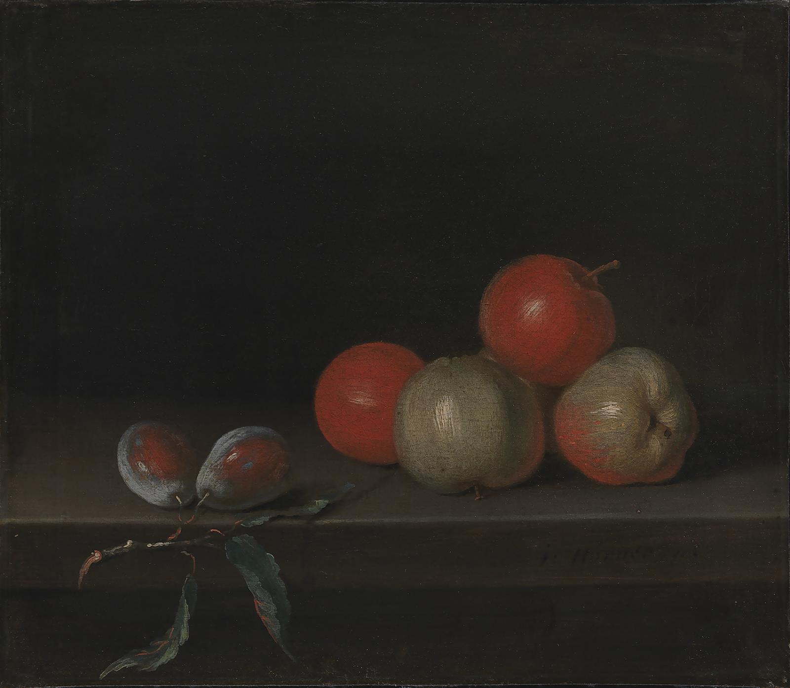 Apples and Peaches on a Table
